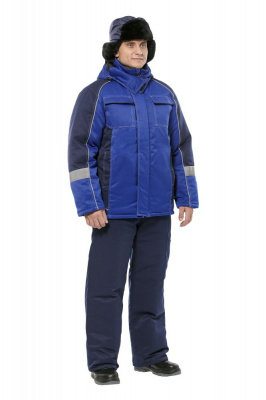 Зимняя куртка СТРАЙК мужская, утепленная, цвет: синий/черный