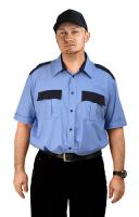 Мужская рубашка для охраны голубая с темно-синим