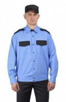 Рубашка "ОХРАНА" голубая с длинным рукавом на резинке