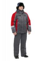 Winter work jacket STRIK for men, insulated (grey/red)