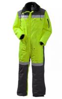 Winter work overalls with a hood yellow-grey high visibility