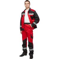 Summer work suit for men L21-KBR with SOP red/black